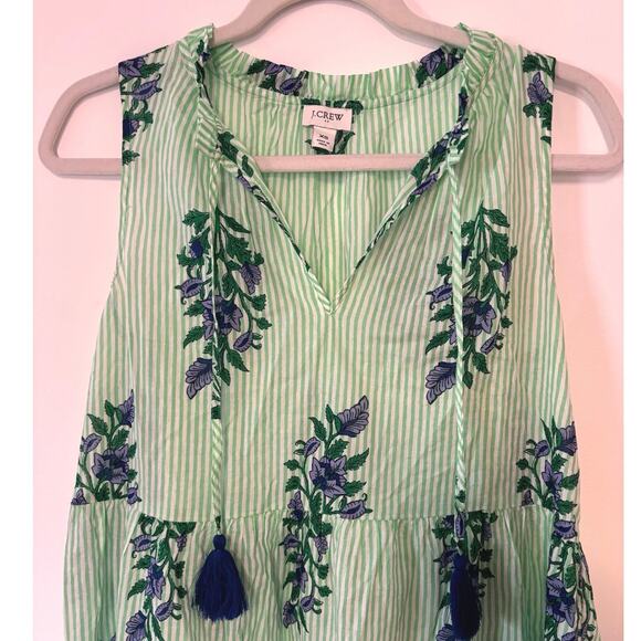 J.Crew Floral Mini Beach Dress Green Stripe Size XS - Picture 3 of 6
